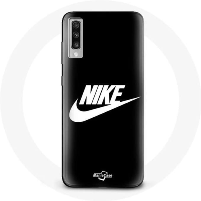 Hoesje - Nike - Samsung Galaxy A70 - Flexibel - Zwart - Wit logo wit