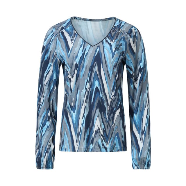 Smashed Lemon Damesgetailleerd zig zag geprint top |