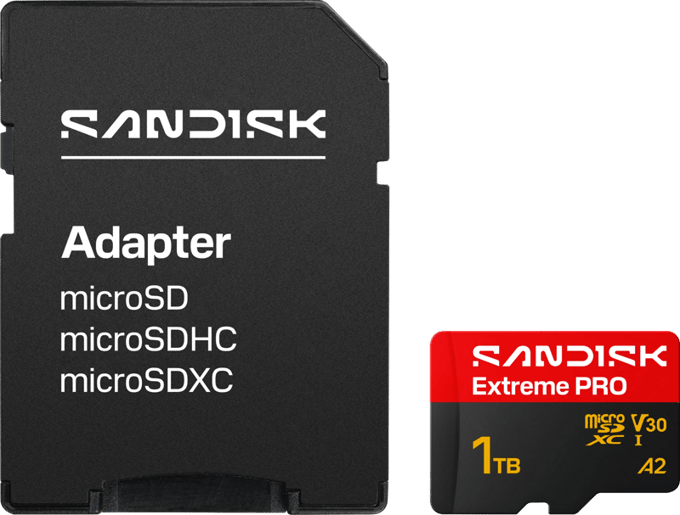 SanDisk microSDXC Extreme PRO 1TB (UHS-I, R250MB/s / W170MB/s, 5K, 4K UHD) + Ad