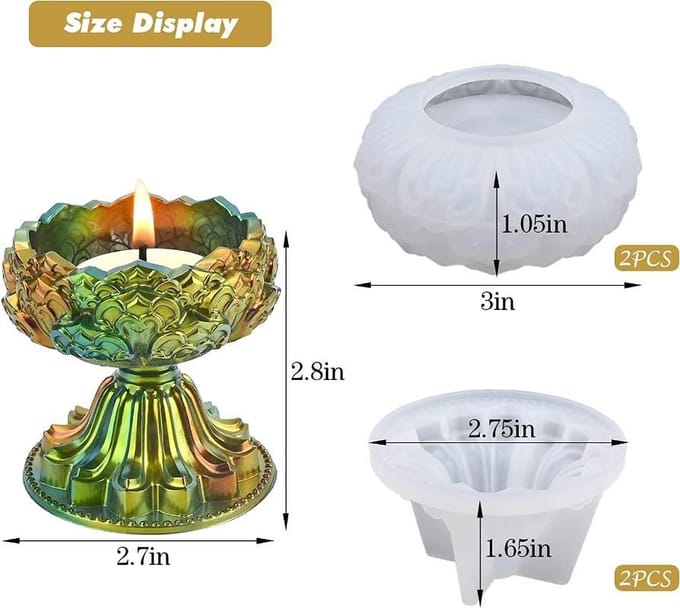 DIY Kristal Epoxy Hars Mal Lotus Kaarsenhouder Spiegel Siliconen Mal white