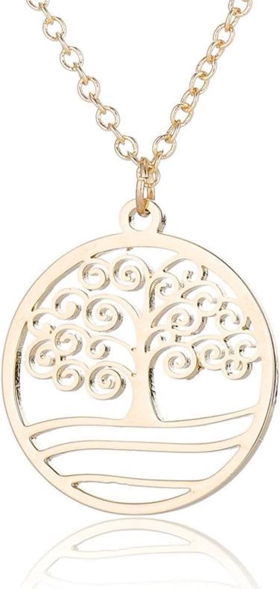 24/7 Jewelry Collection Boom Ketting - Levensboom - Cirkel - Goudkleurig
