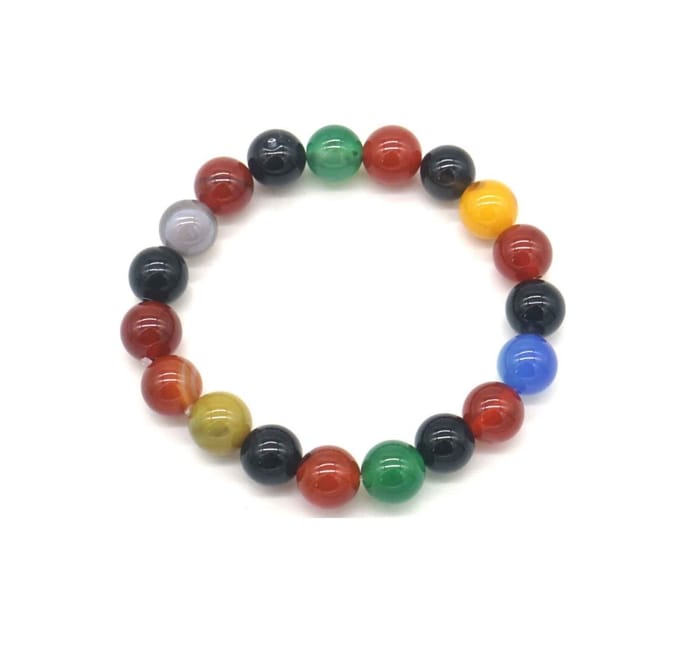 Armband - Agaat - Agate 10 mm - Elastisch - Multicolor - Lengte 19cm