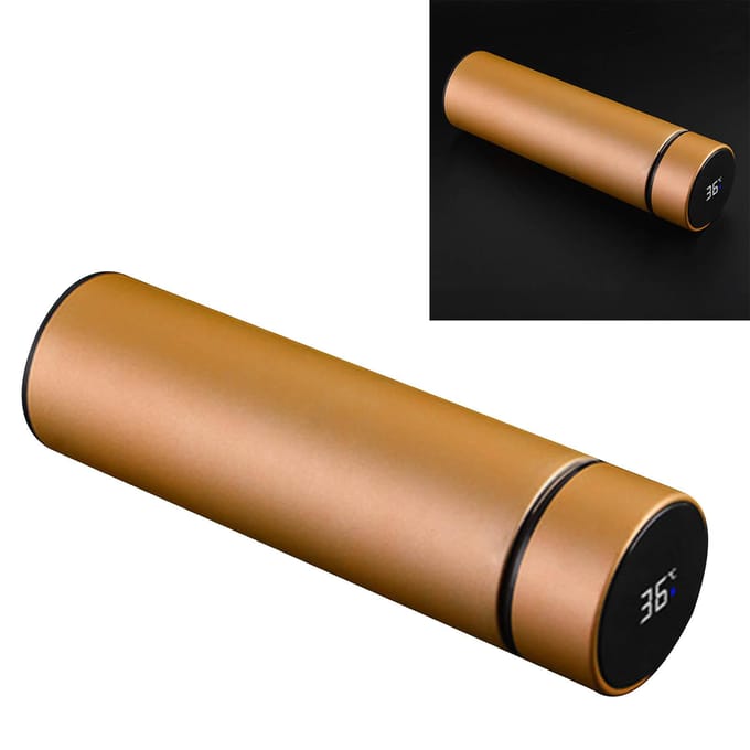 Geïsoleerde Waterflessen 500ml Inhoud 304 RVS Binnenkant Siliconen Bodem Draagbaar Thermisch goud