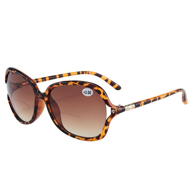 Lunettes de soleil bifocales papillon grandes pour femmes à la mode, lunettes de lecture vintage à double usage +150 léopard