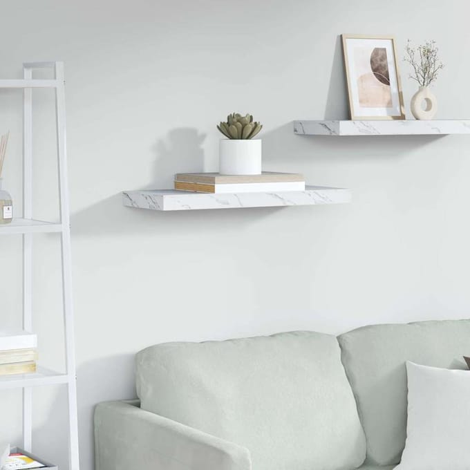 vidaXL - Wandplank - Muurmontage - Wit - Marmer - 60 - x - 23,5 - x - 3,8 - cm