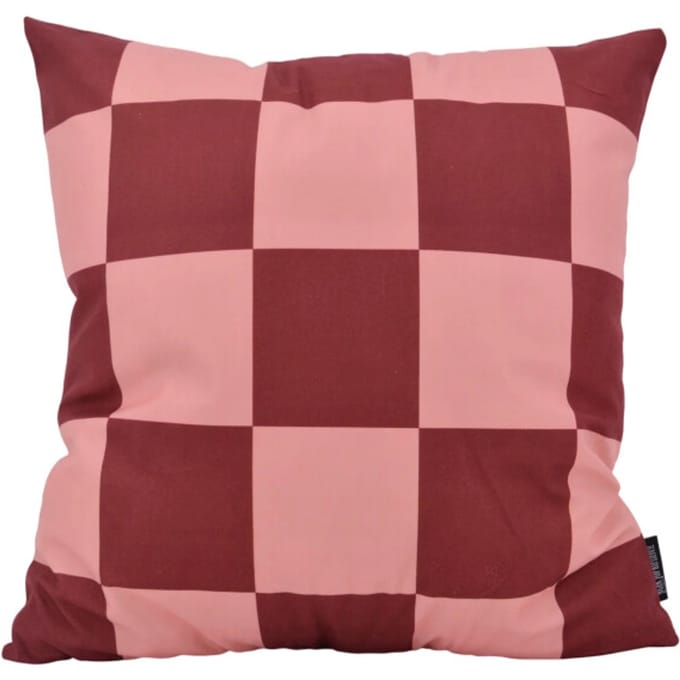 Gek op kussens! Sierkussen checker wijnrood/oudroze | 45 x 45 cm | katoen/polyester