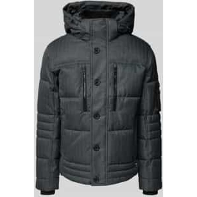 Gewatteerd regular fit jack met afneembare capuchon