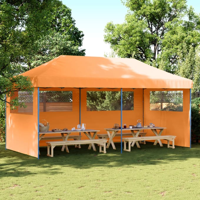 vidaXL - Partytent - inklapbaar - pop-up - met - 3 - zijwanden - oranje