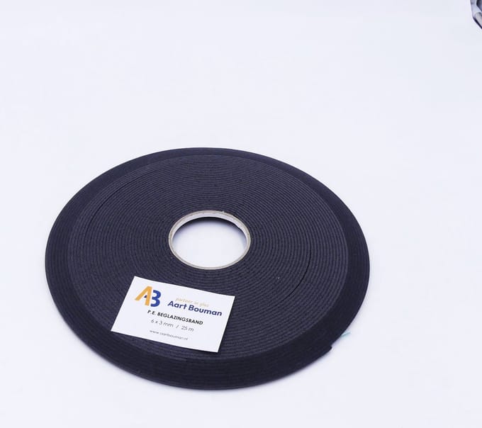 Glasband 6 x 3mm antraciet - rol 25m