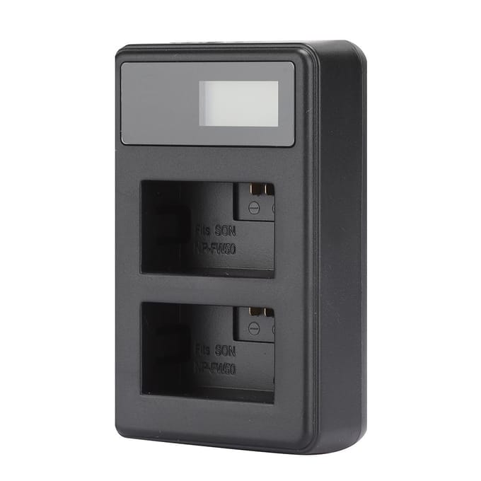 SEIVI Draagbare LCD Elektrische Hoeveelheid Display Dubbele Sleuf Camera Batterijlader voor Sony NP FW50 black