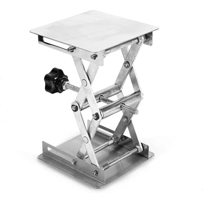 Plateforme élévatrice de laboratoire 100 x 100 mm, support, ciseaux, acier inoxydable white