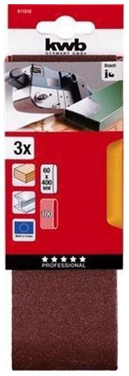kwb 911010 Schuurbandset Korrelgrootte (num) 100 (l x b) 400 mm x 60 mm 3 stuk(s)