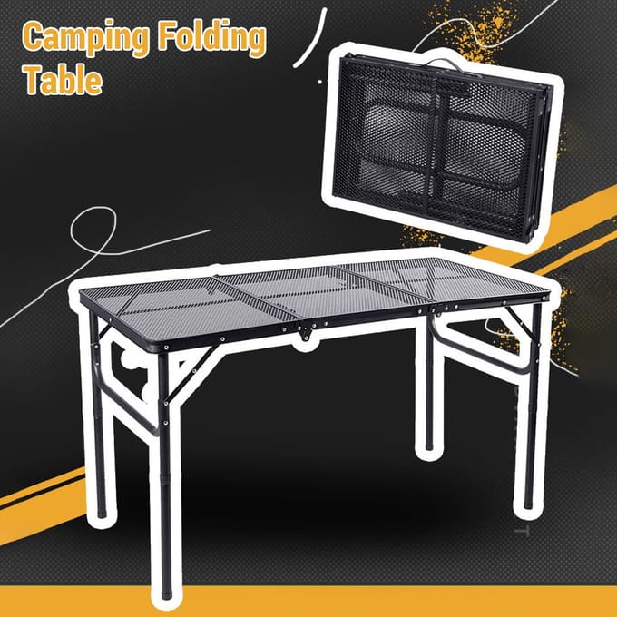 Camping klaptafel Draagbare drievoudige buitentafel In hoogte verstelbare opvouwbare tafel Folding Table gray