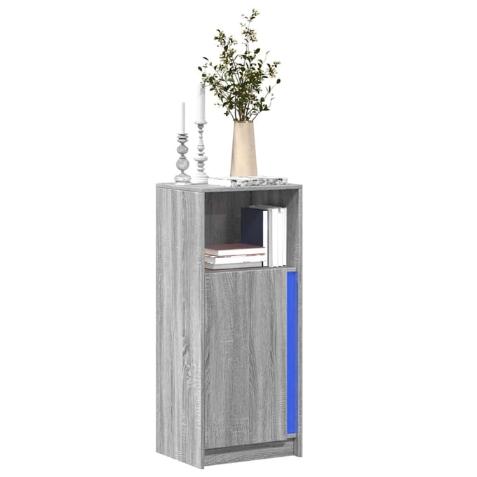 vidaXL - Dressoir - met - LED - 42,5x34x100 - cm - bewerkt - hout - grijs - sonoma - eiken