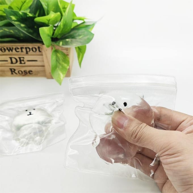 Schattige Zelfspot Beer Knijpspeeltje Transparante Kawaii Expressie Fidget Speeltje Squishy Sensorisch Anti-stress Kerstcadeau white