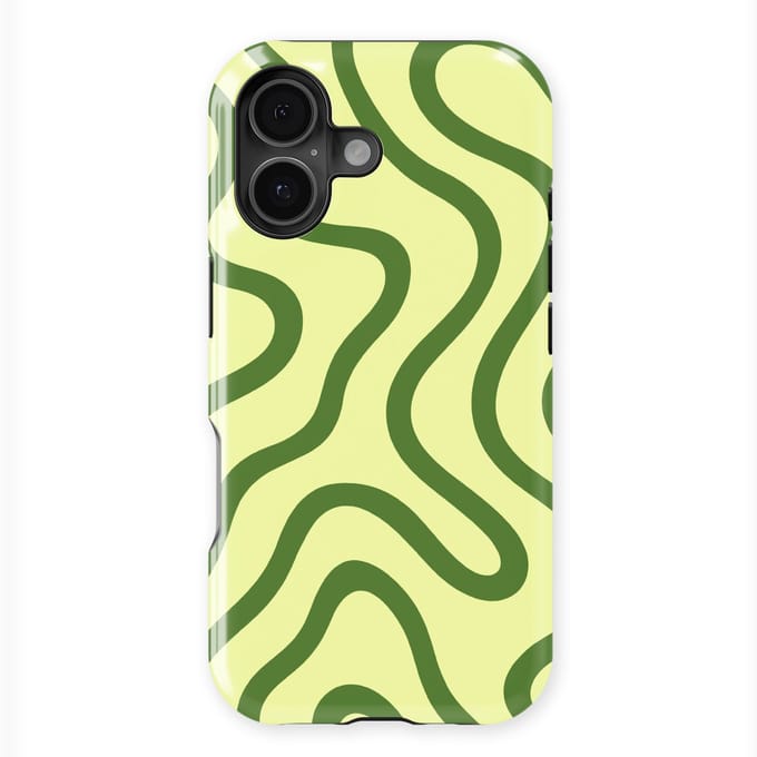 DripCase Curvy Lines Hoesje geschikt voor iPhone 17 | Backcover met Mag | Design Tough Case geschikt voor iPhone 17 Leaf Loop
