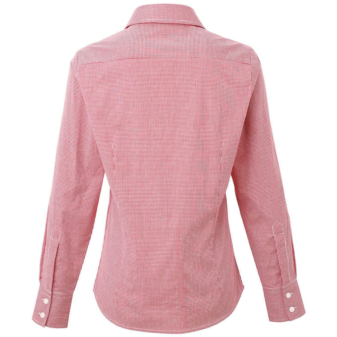 Premier Dames/dames Microcheck Shirt met lange mouwen (Rood/Wit)