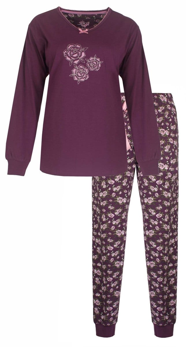 Tenderness Dames Pyjama - Katoen - Paars - Maat XL