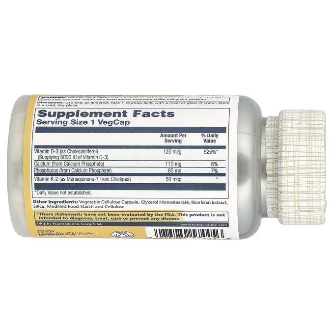 Vitamine D3 + K2, 120 Plantaardige Capsules