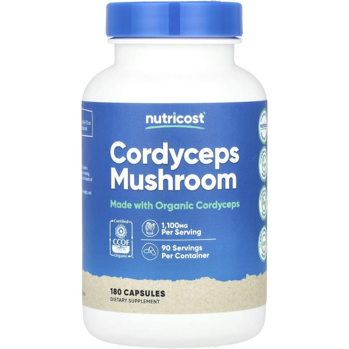 Nutricost, Cordyceps Paddenstoel, 1.100 mg, 180 Capsules (550 mg per capsule)