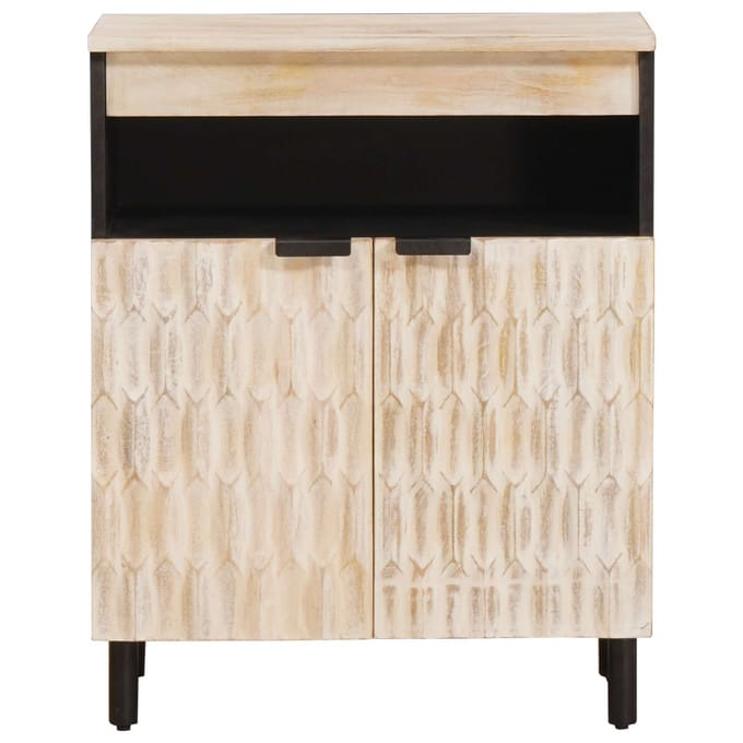 vidaXL - Dressoir - Witte - Was - Afwerking - 60 - x - 33 - x - 75 - cm - Massief - Mango - Hout