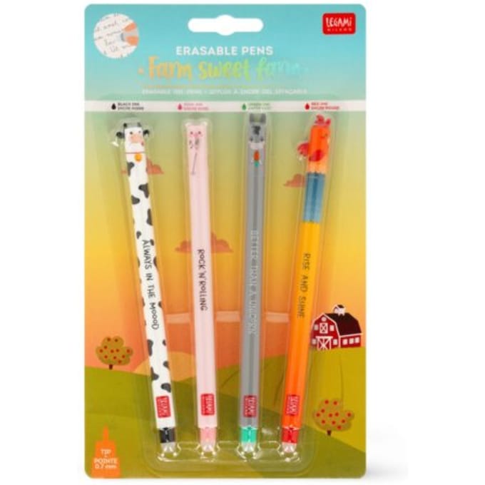 Legami set van 4 uitwisbare gelpennen - farm sweet farm
