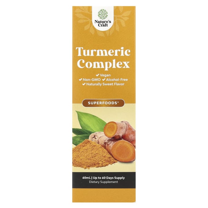 Nature's Craft, Complexe de Curcuma, Sans Alcool, Naturellement Sucré, 60ml