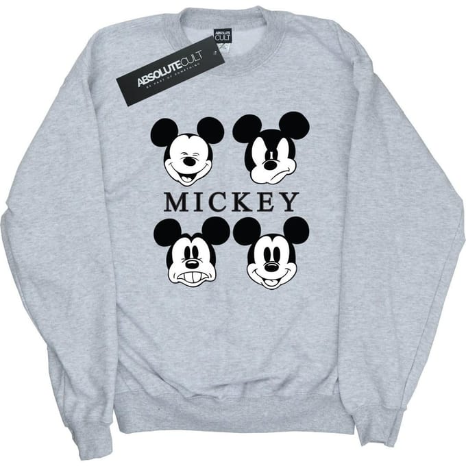 Disney Heren Vier Hoofden Mickey Mouse Katoenen Sweatshirt (Sportgrijs)