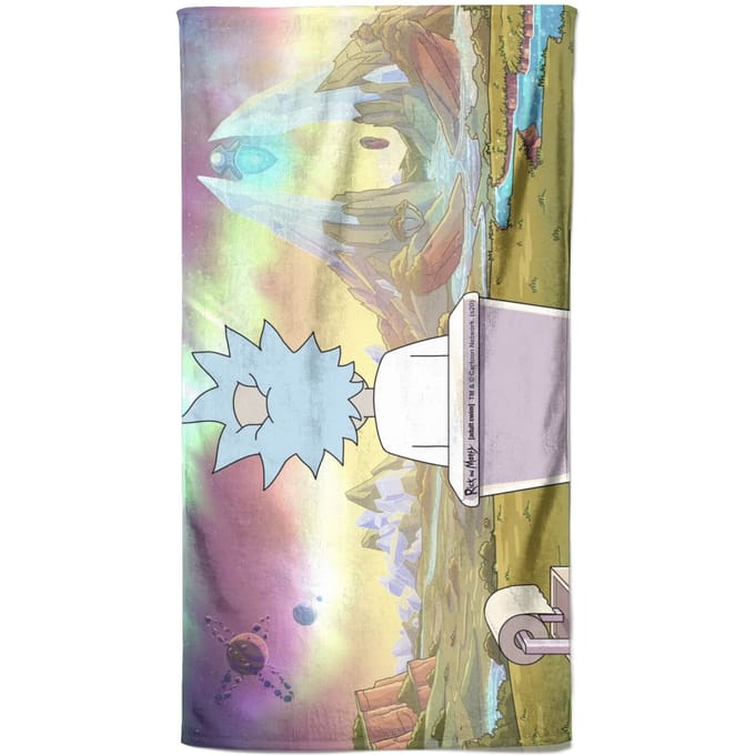 Rick and Morty Toilet Scene Beach Towel