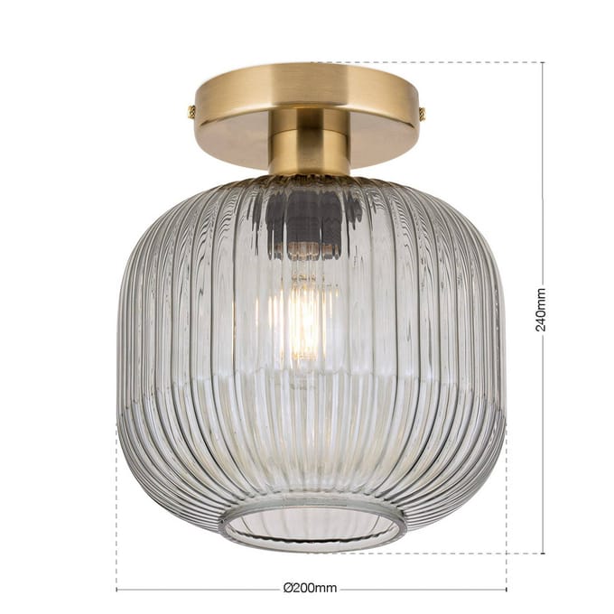 ORION Plafondlamp Carneval, rookgrijs, Ø 20 cm, glas, E27