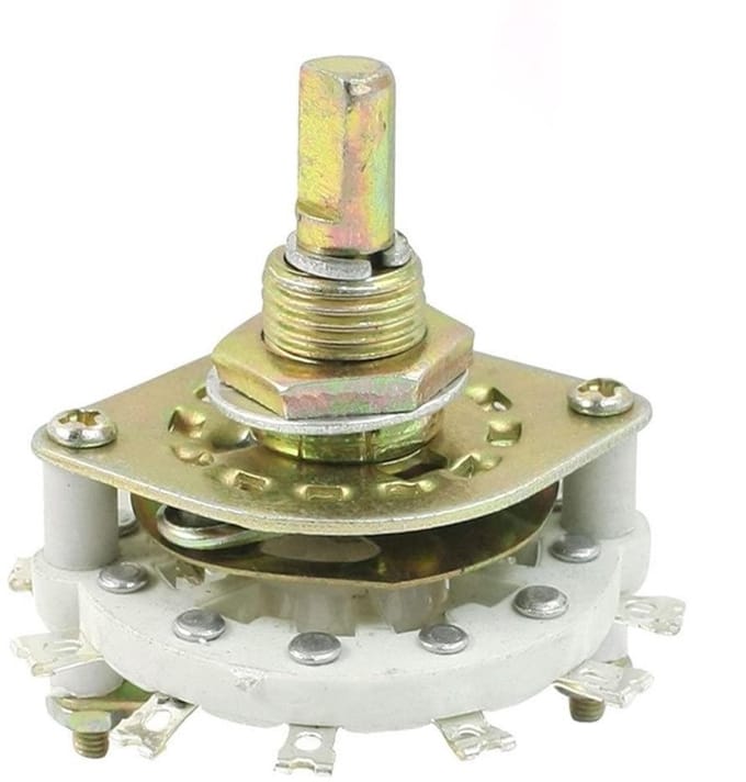 Draaipotentiometer - Draaischakelaar - Regelapparatuur - Metaal en koolstof - 42 mm - Zilver
