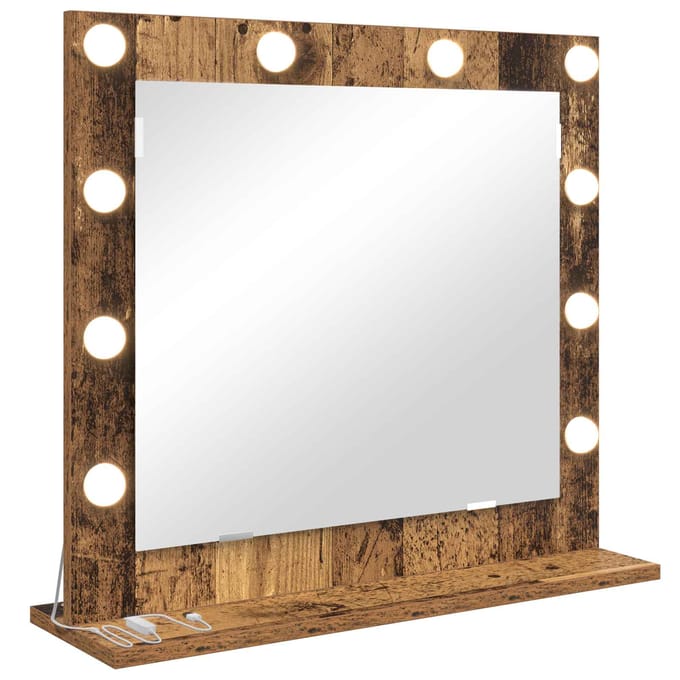 vidaXL - Make-up - Spiegel - Oudhout - 60 - x - 55 - x - 18 - cm - Rechthoekig
