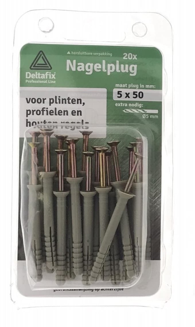 Deltafix Slagpluggen/ Nagelpluggen 5 x 50 mm. - 20 stuks