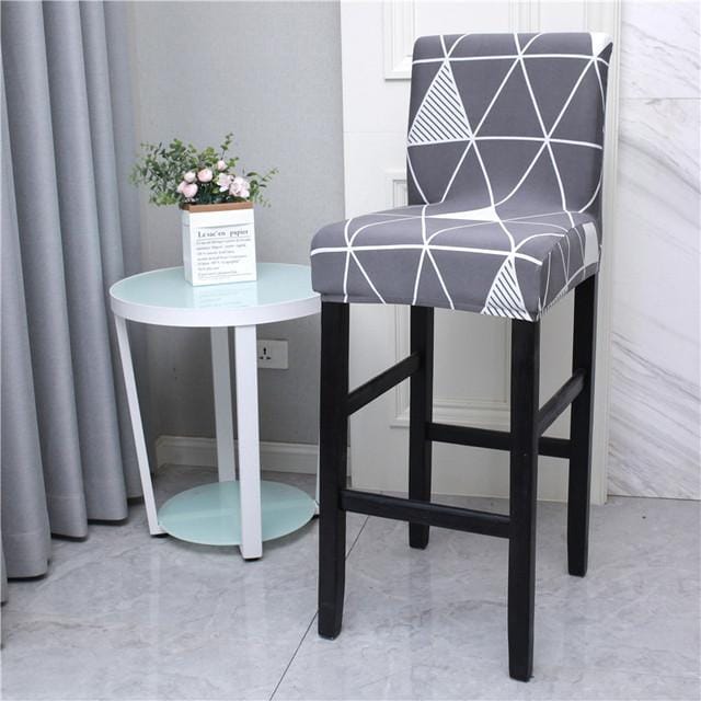 Stretch bedrukte korte rugleuning stoelhoes effen elastische barkrukhoezen voor café eetkamer wasbare lage rugleuning barkruk stoelhoes 1 piece white