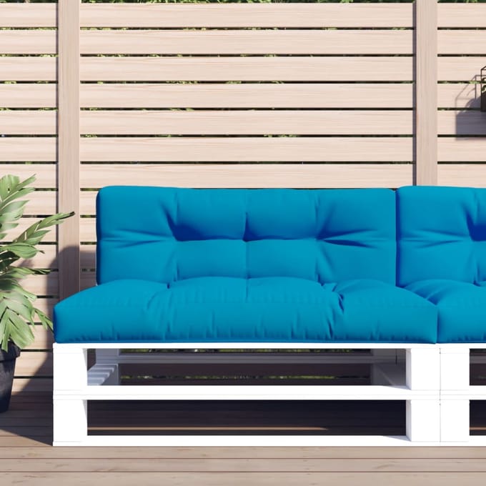 vidaXL - Palletkussen - 120x40x12 - cm - stof - lichtblauw