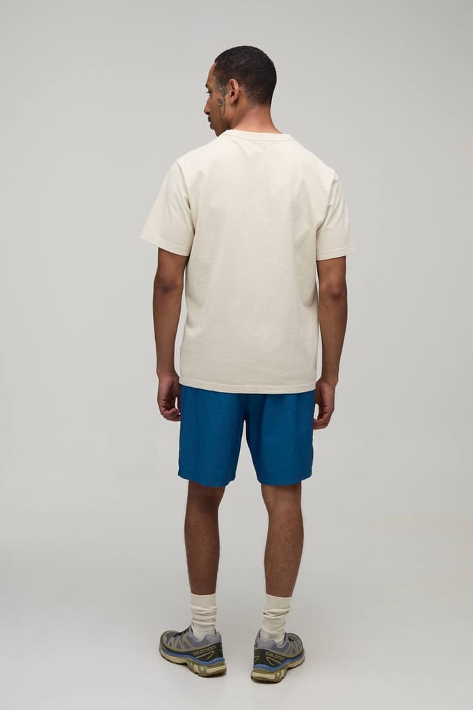 Ontspannen Pasvorm Gebogen Paneel Middellange Nylon Shorts | Blue | Size Medium