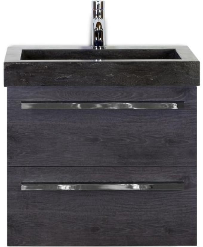 Seville Badmeubelset 60 cm - Black Oak - Wastafel Hardsteen Wit Lucca