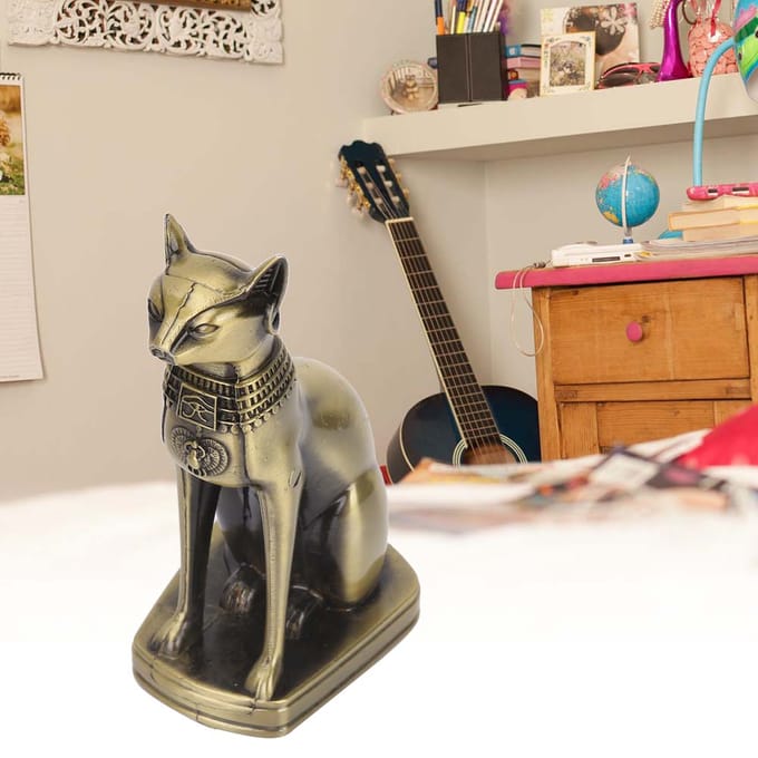 Metalen Oud-Egyptisch Kattenbeeldje Model Huisinrichting Ornamenten Desktop Decor black