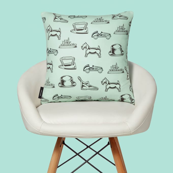 Monopoly Ship Letterpress Square Cushion - 40x40cm - Soft Touch
