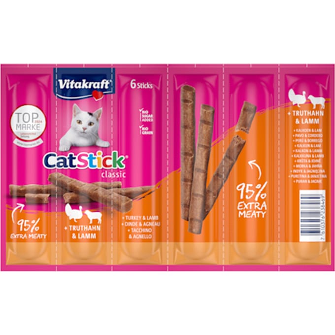 12 x 6 g Classic Voordeelpakket: Kalkoen & Lam Vitakraft Kattensnack