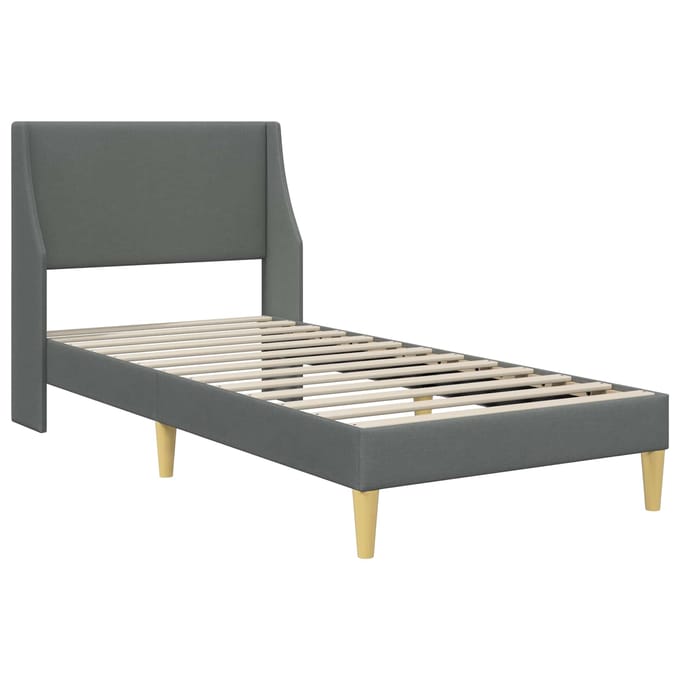 vidaXL - Bedframe - Effen - met - hoofdeinde - Donkergrijs - 90 - x - 200 - cm - Stof