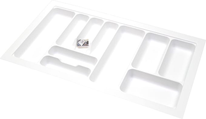 Bestekbak kunststof wit - Basic Series - 85-80x50-44 cm - op maat aanpasbaar - bestek organizer/bestekhouder