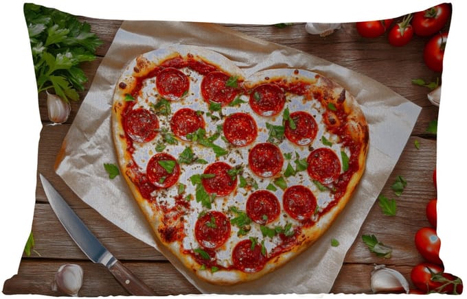 Buitenkussens - Pizza - Hart - Pepperoni - Tomaat - 60x40 cm - Weerbestendig