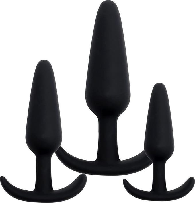 Banoch | Buttplug set siliconen beginner ergo - zwart - 3 delig