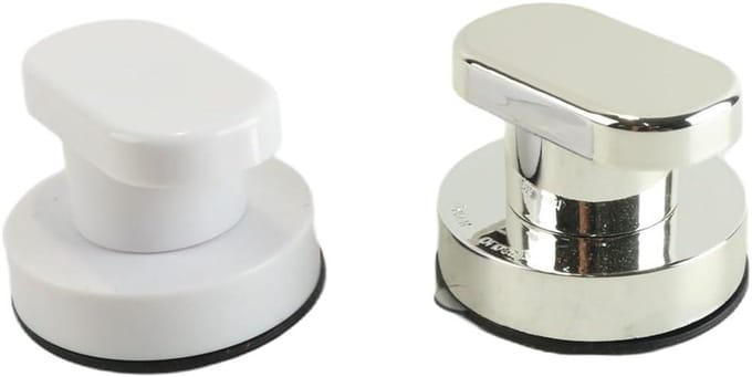 Badkamer Greep Set - Veiligheid Handgrepen - Extra Stabiliteit - Zuignap Bevestiging - 2 Stuks - Zilver Wit
