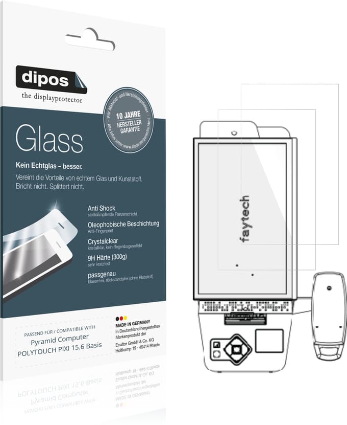 dipos – 2x Pantserfolie geschikt voor Pyramid Computer POLYTOUCH PIXI 15.6 Basis | 9H Screenprotector