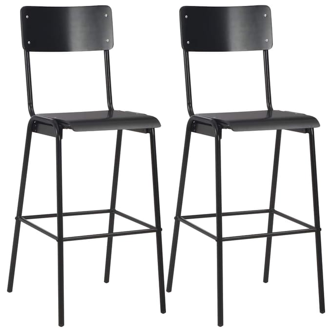 vidaXL - Barstoelen - 2 - st - massief - multiplex - staal - zwart