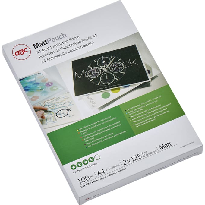 GBC® MattPouch lamineerfolies, DIN A4, mat, 125 mic., 100 stuks