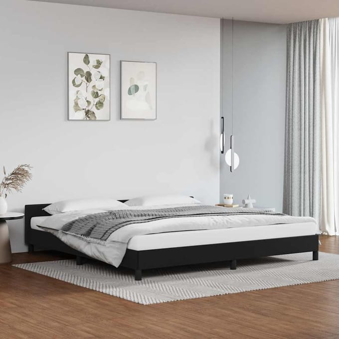 vidaXL - Bedframe - met - hoofdeinde - zonder - matras - 200x200 - cm - zwart