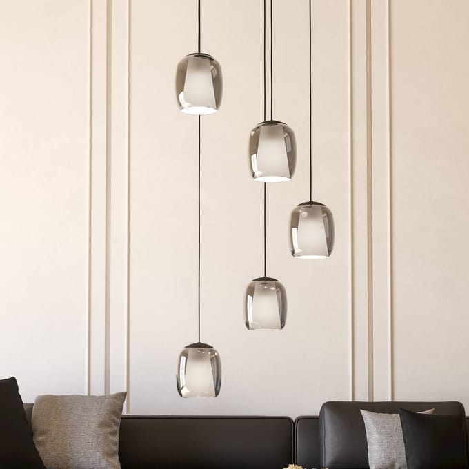 EGLO Ciampino Hanglamp - E27 - Ø 54 cm - Zwart|Grijs - Glas